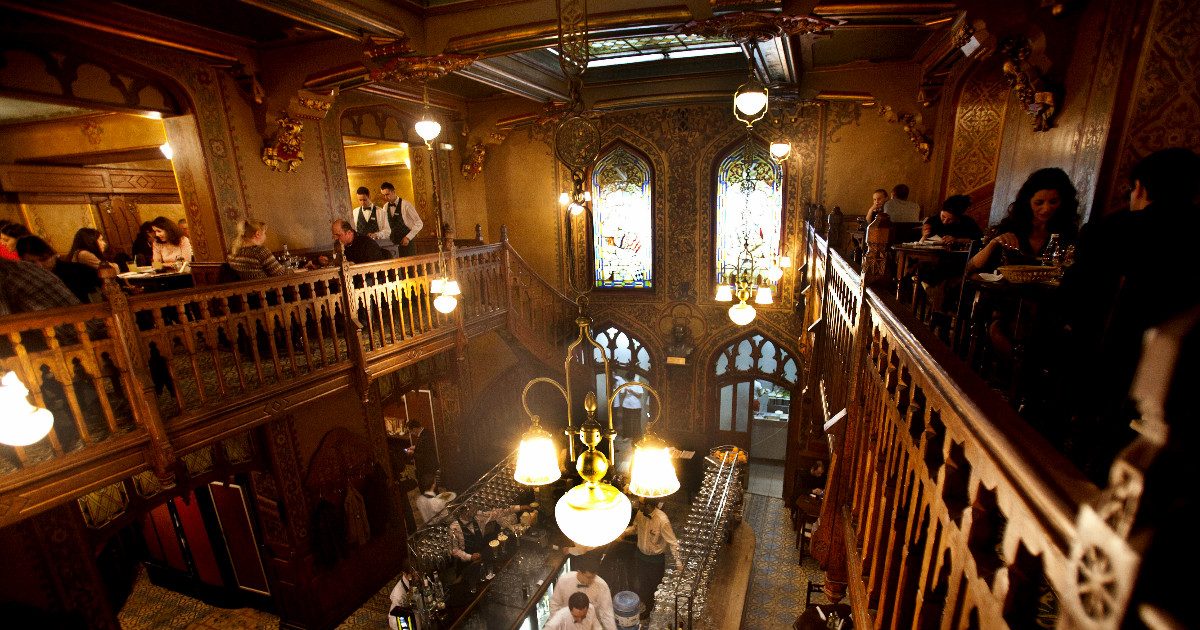 Bucharest restaurant interior with Gothic architecture